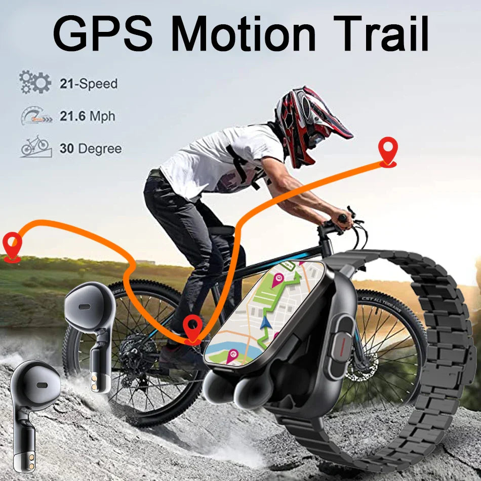 NNEOBA 2-in-1 Smartwatch mit integrierten Bluetooth-Earphones – Fitness Tracker, Herzfrequenz, Schlafmonitor & Musiksteuerung