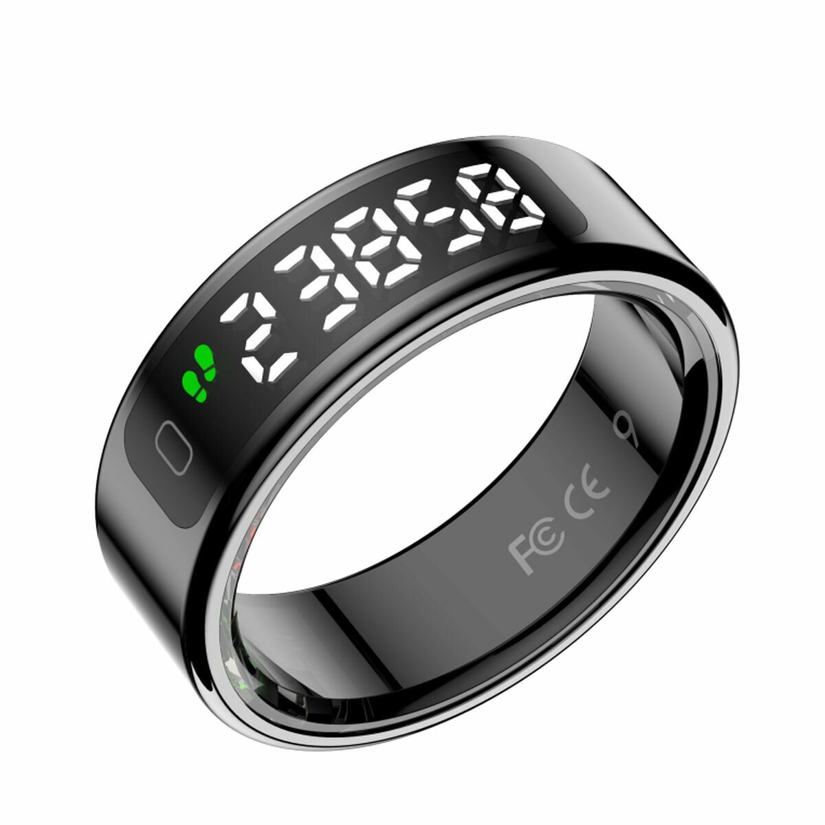 LEOTEC LESR01K10 Smartring Schwarz – Bluetooth 5.0, LED-Display, Fitness-Tracker & IPX8