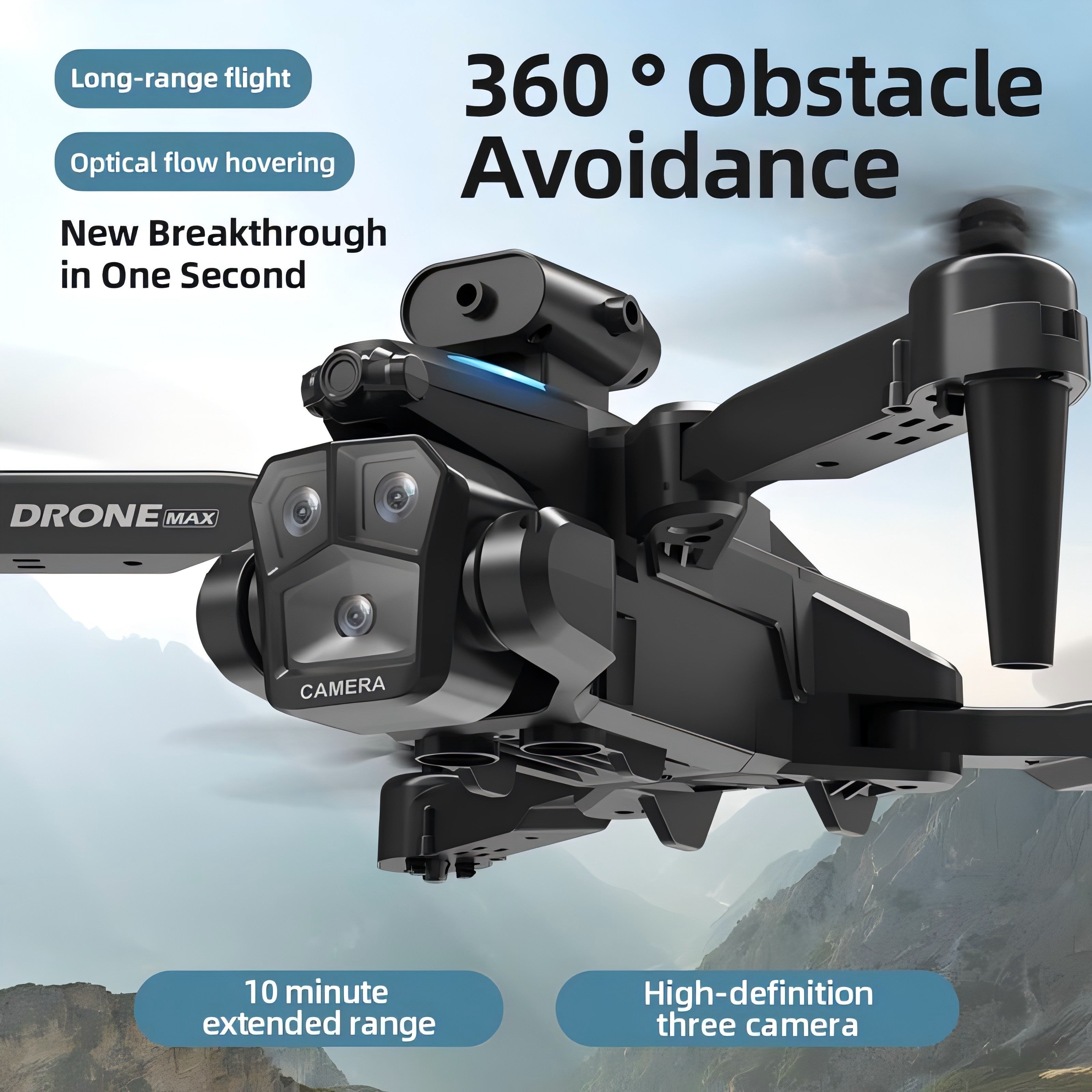 C10 Max Drone – Mini Drohne mit 360° Stunts, Hinderniserkennung & WIFI-Positionierung | Perfekt für Anfänger & Kinder