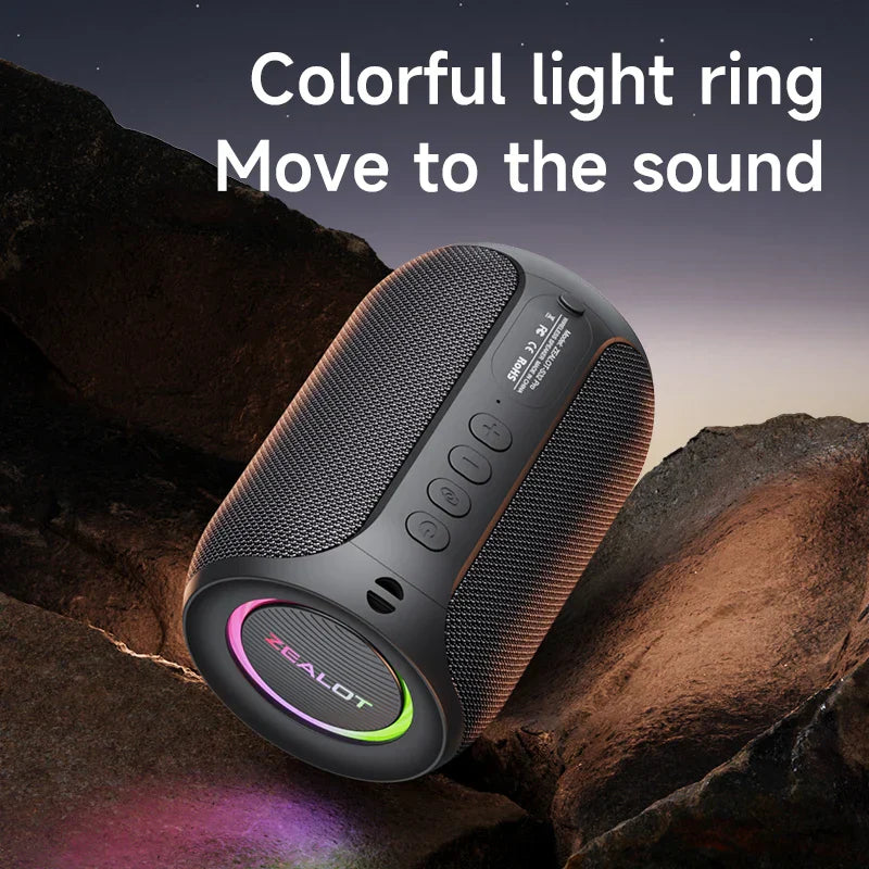 NNEOBA Bluetooth Lautsprecher – 15W Bass, IPX5 Wasserdicht, LED-Licht, 15h Akkulaufzeit, 360° Stereo Sound & Bluetooth 5.2